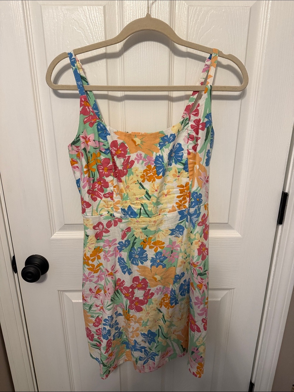Women’s Floral Sundress with Pink, Blue & Yellow Blooms